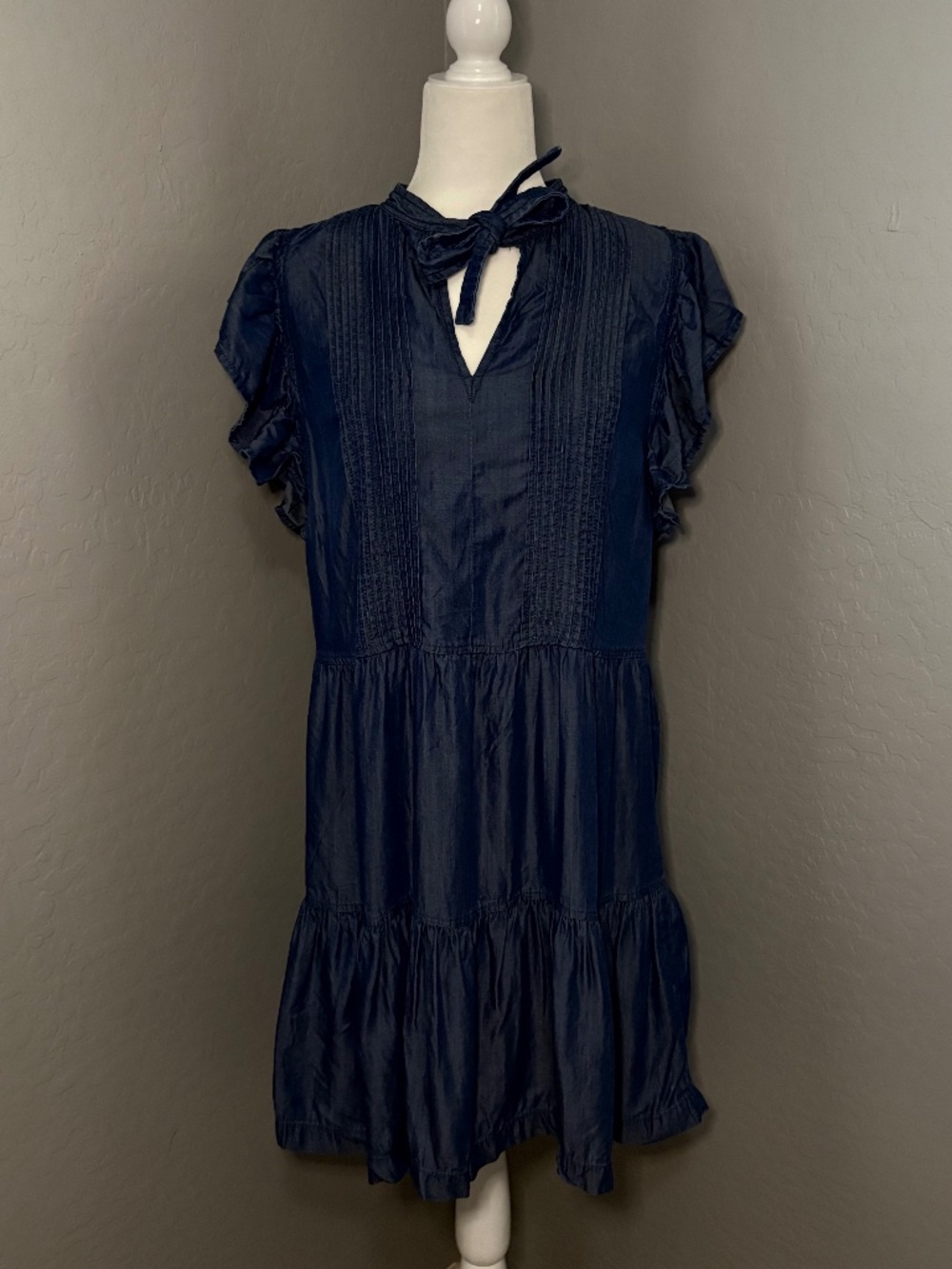 Tommy Hilfiger Navy Ruffle-Sleeve Tiered Dress Size 8